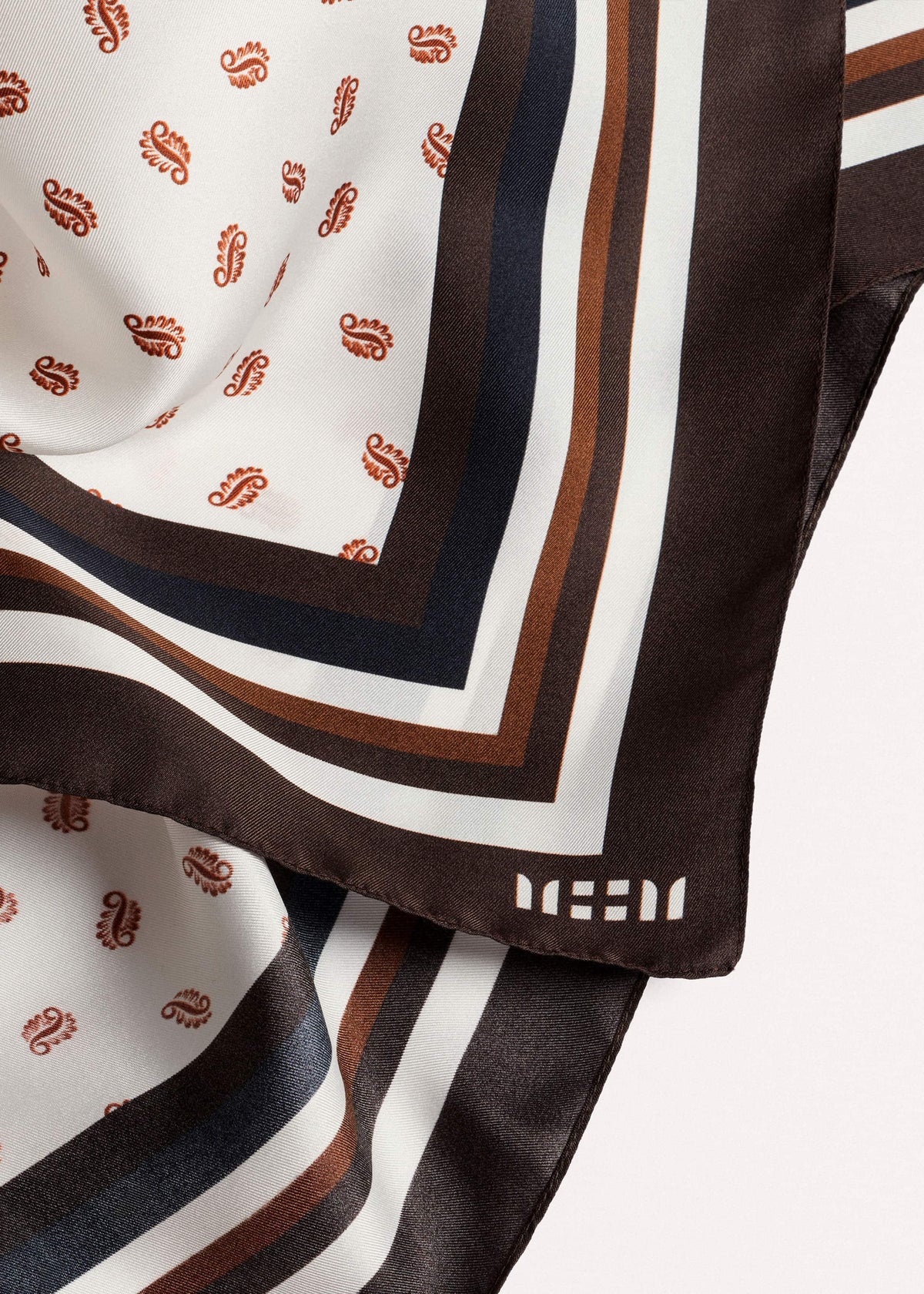 ME+EM Cream Spaced Paisley Print Silk Scarf