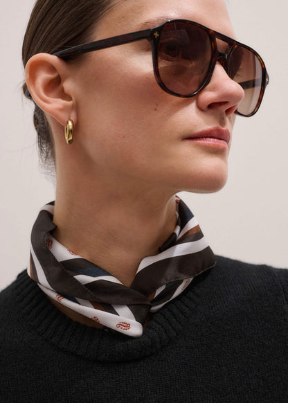 ME+EM Cream Spaced Paisley Print Silk Scarf