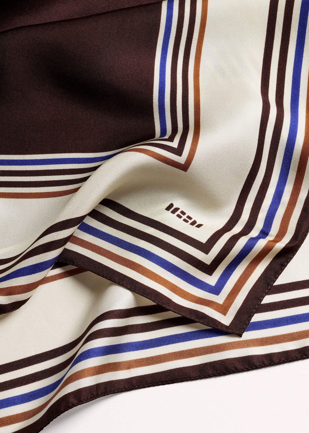 ME+EM Brown Striped Silk Multi-Border Scarf