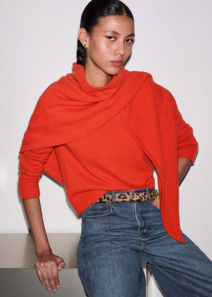 ME+EM Orange Cashmere Triangle Knit Scarf