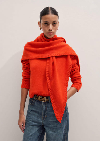 ME+EM Orange Cashmere Triangle Knit Scarf