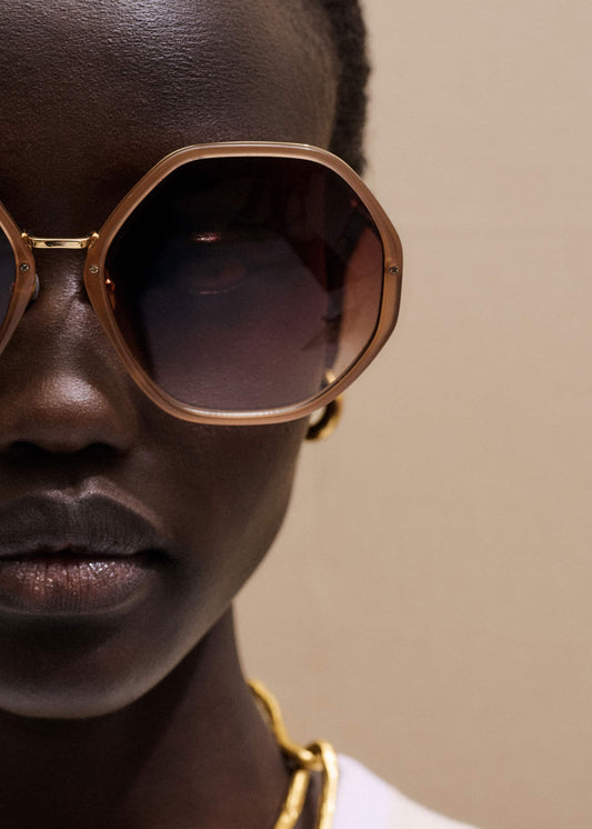 ME+EM Smokey Nude Heptagonal Frame Sunglasses