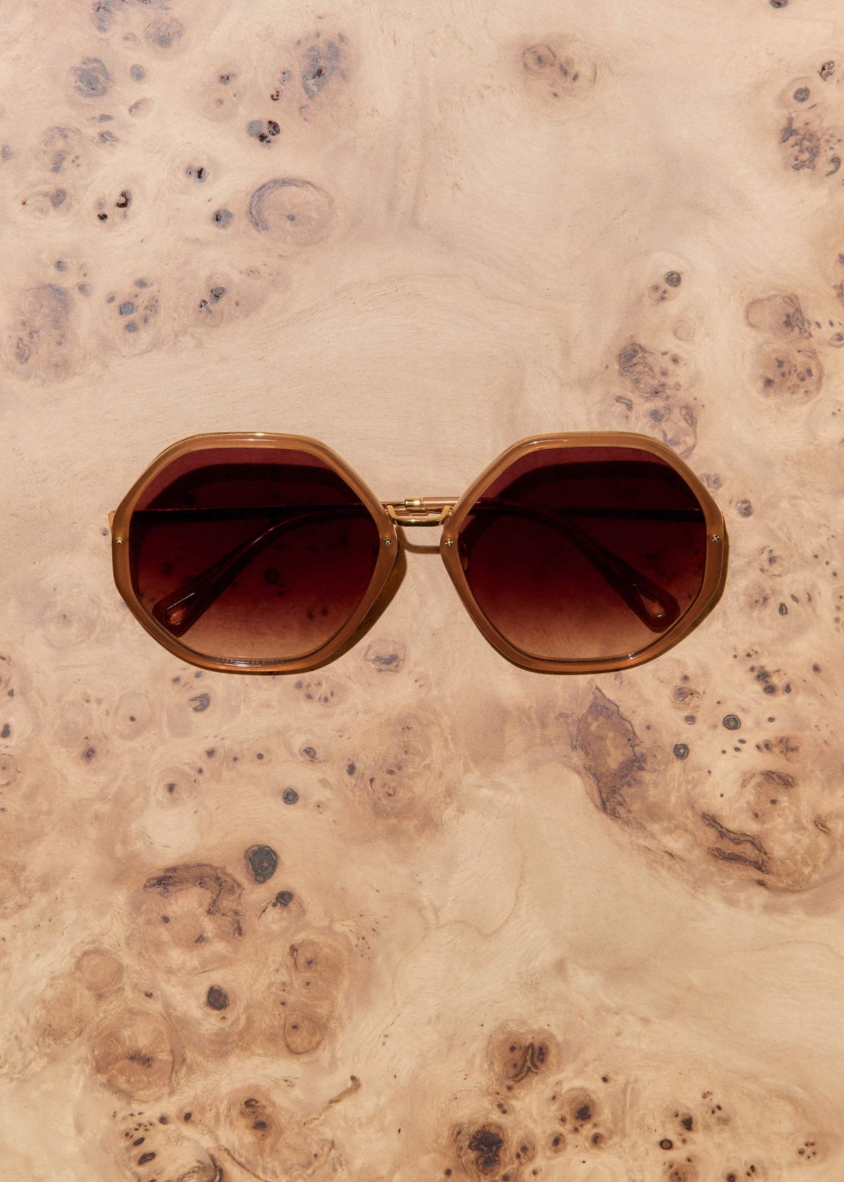 ME+EM Smokey Nude Heptagonal Frame Sunglasses