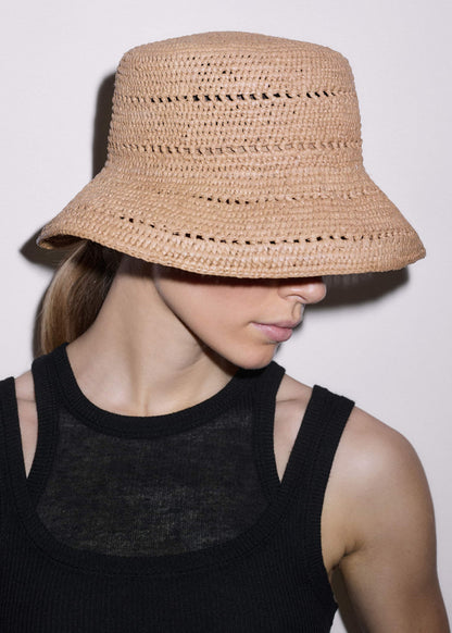 ME+EM Brown Summer Raffia Bucket Hat