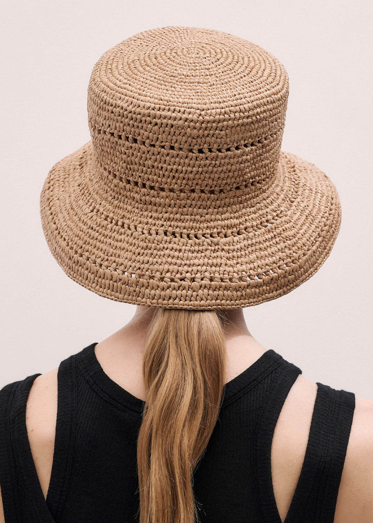 ME+EM Brown Summer Raffia Bucket Hat