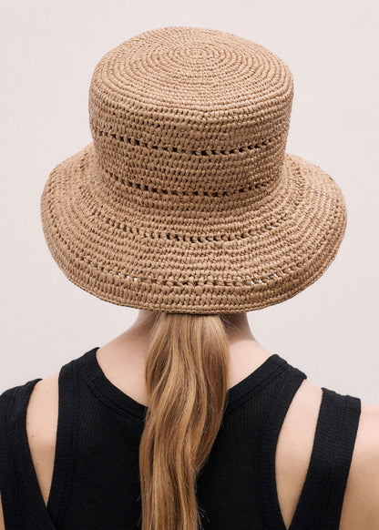 ME+EM Brown Summer Raffia Bucket Hat