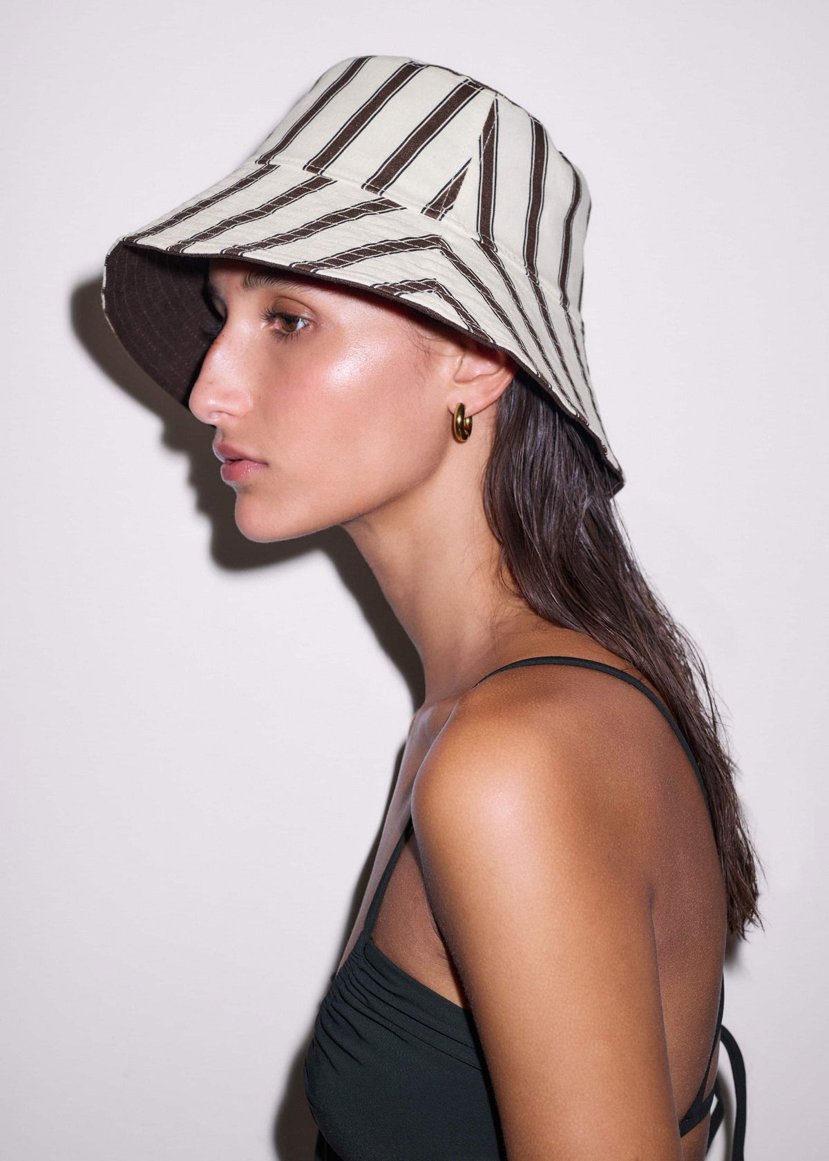 ME+EM Brown Striped Reversible Bucket Hat