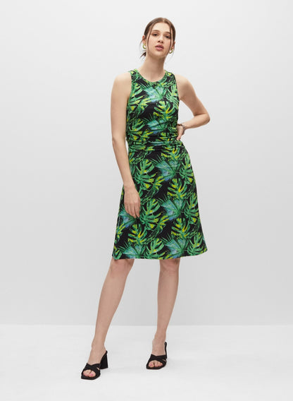 Women Palm Leaf Print Dress Green Pattern | Melanie Lyne