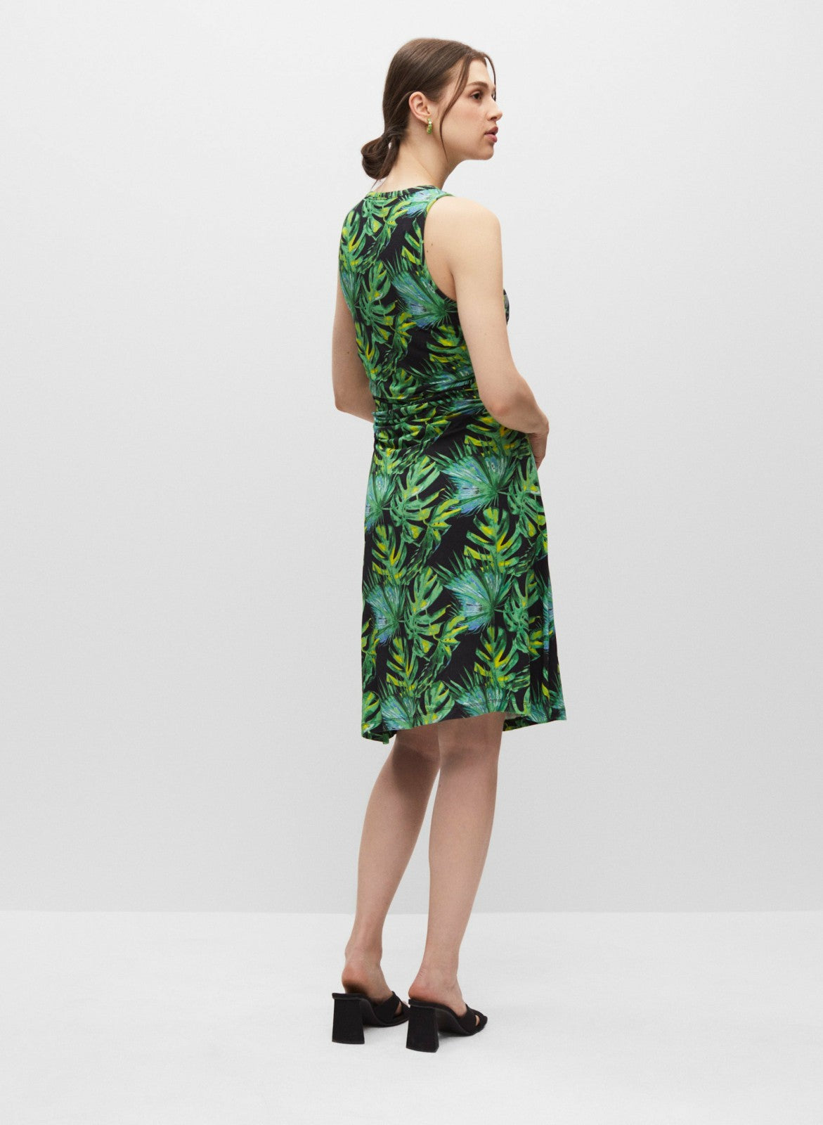 Women Palm Leaf Print Dress Green Pattern | Melanie Lyne
