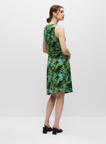 Women Palm Leaf Print Dress Green Pattern | Melanie Lyne