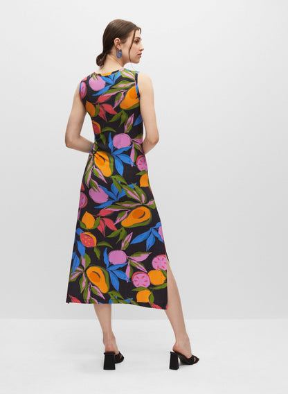 Women Fruit Print Jersey Dress Black Pattern | Melanie Lyne