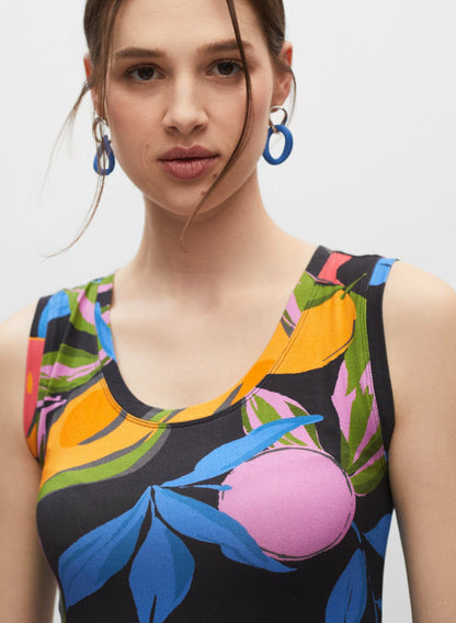 Women Fruit Print Jersey Dress Black Pattern | Melanie Lyne