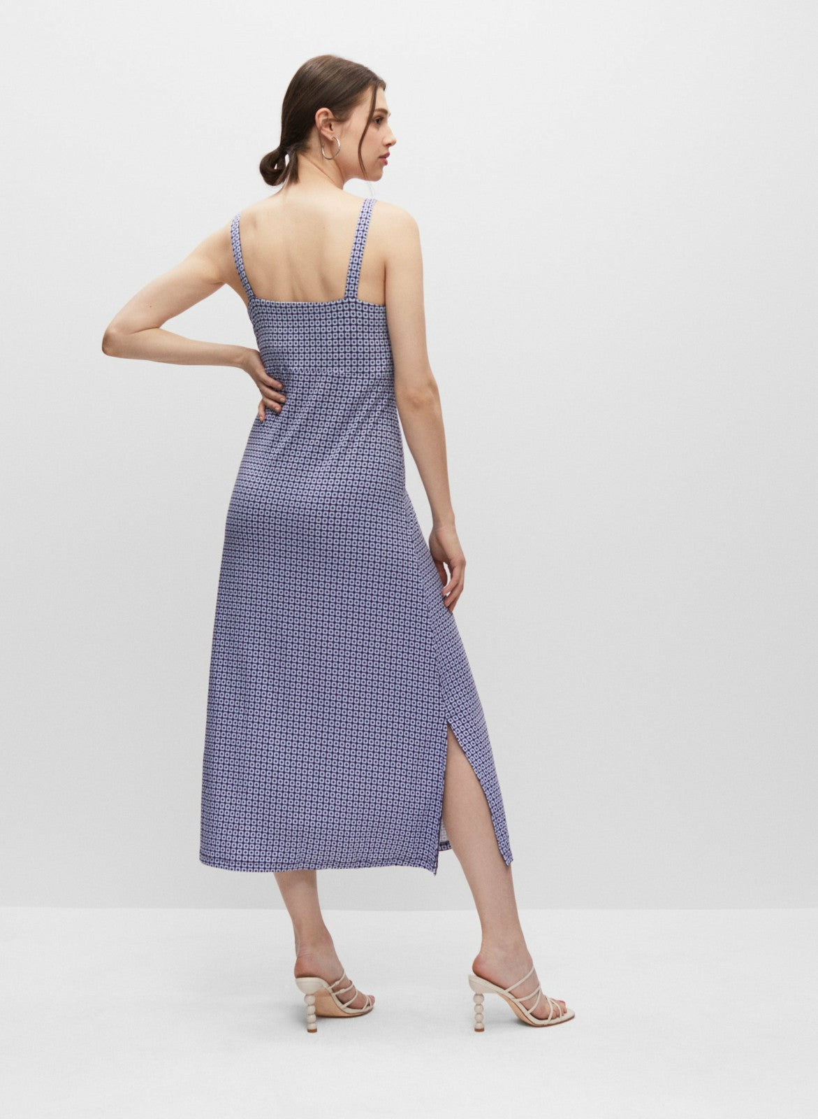 Women Geometric Print Ring Detail Dress Blue Pattern | Melanie Lyne