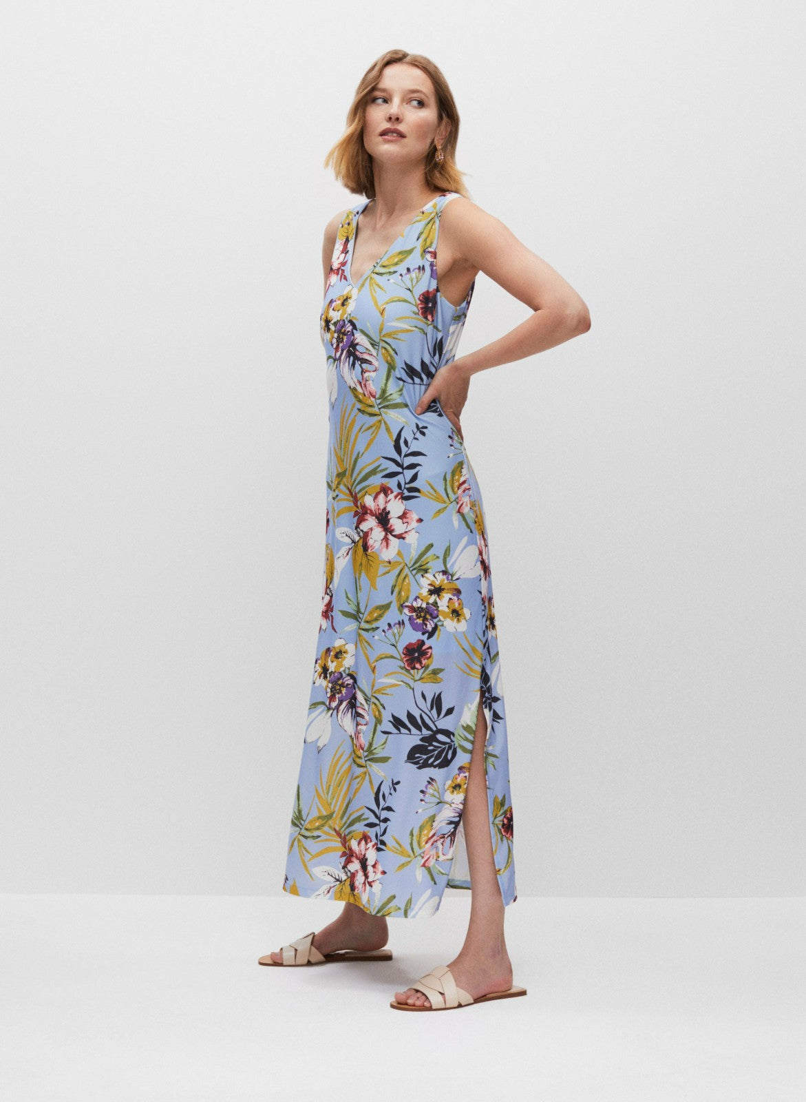 Women Floral Print Maxi Dress Blue Pattern | Melanie Lyne