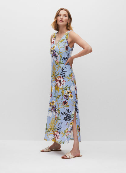 Women Floral Print Maxi Dress Blue Pattern | Melanie Lyne