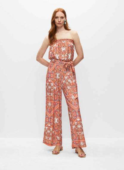 Women Paisley Print Jumpsuit Orange Pattern | Melanie Lyne
