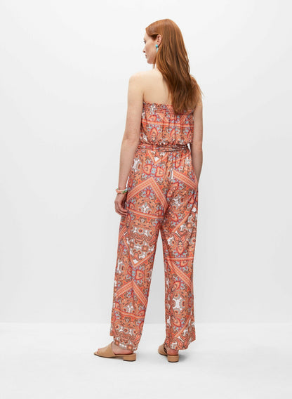 Women Paisley Print Jumpsuit Orange Pattern | Melanie Lyne