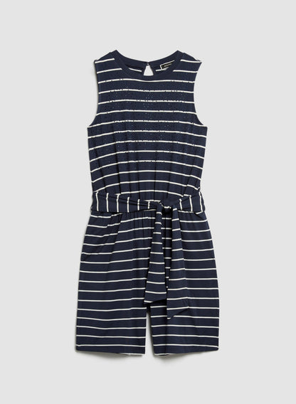 Women Striped Rhinestone Detail Romper Blue Pattern | Melanie Lyne