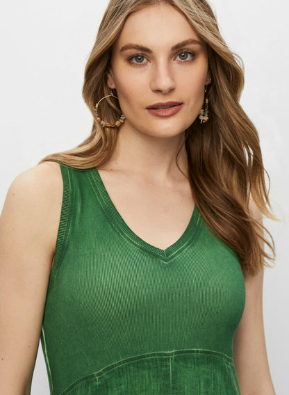 Women Sleeveless V-Neck Dress Apple Green | Melanie Lyne