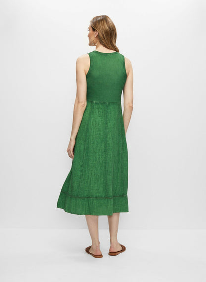 Women Sleeveless V-Neck Dress Apple Green | Melanie Lyne