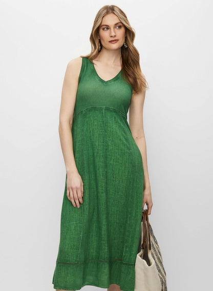 Women Sleeveless V-Neck Dress Apple Green | Melanie Lyne