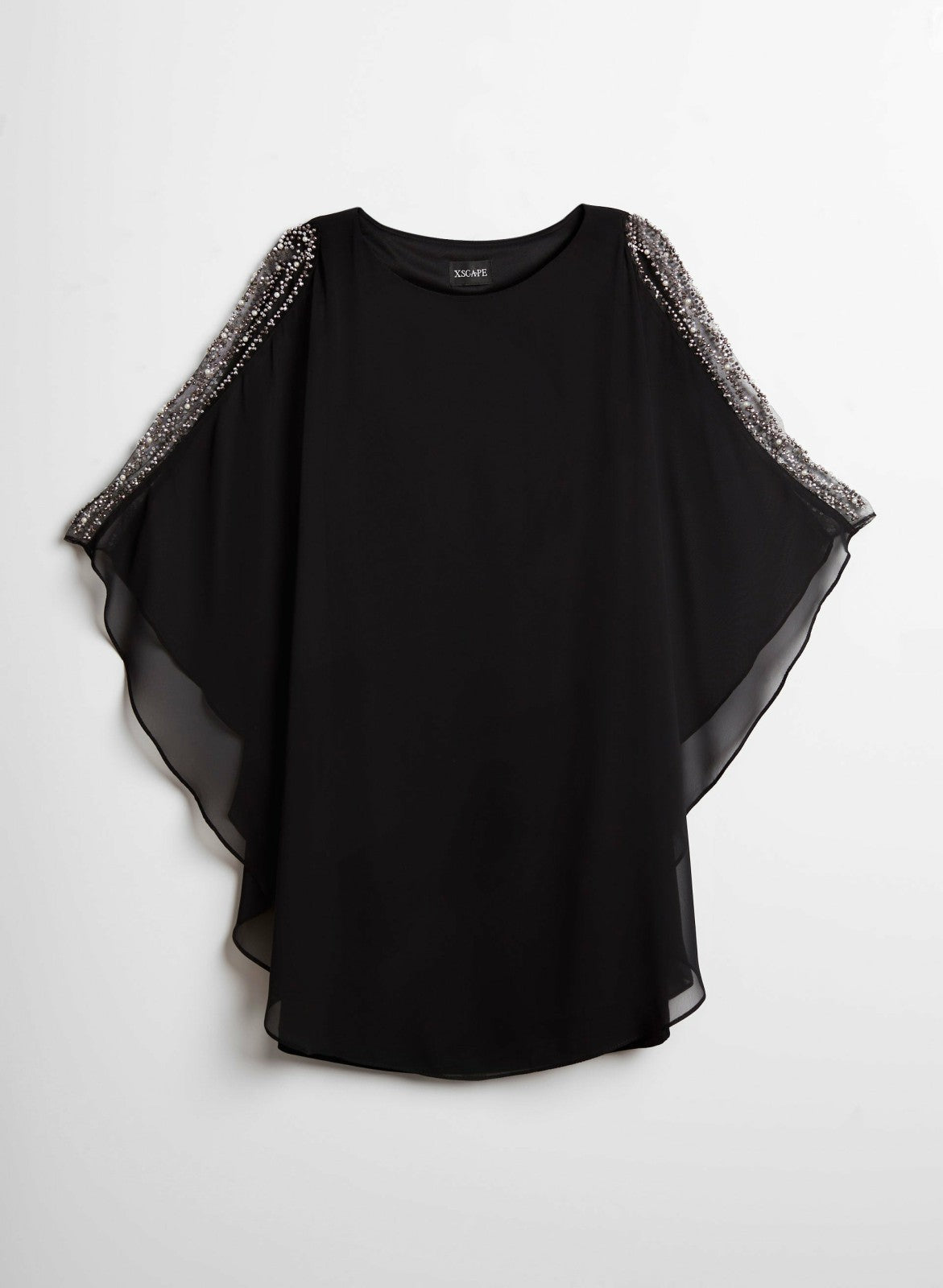 Women Embellished Chiffon Cape Dress Black | Melanie Lyne
