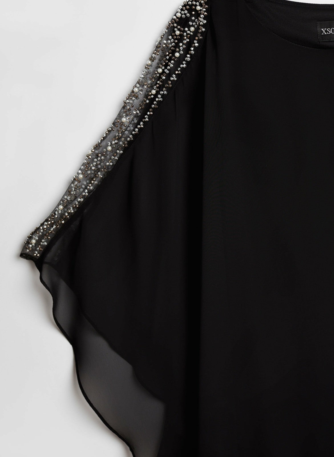 Women Embellished Chiffon Cape Dress Black | Melanie Lyne