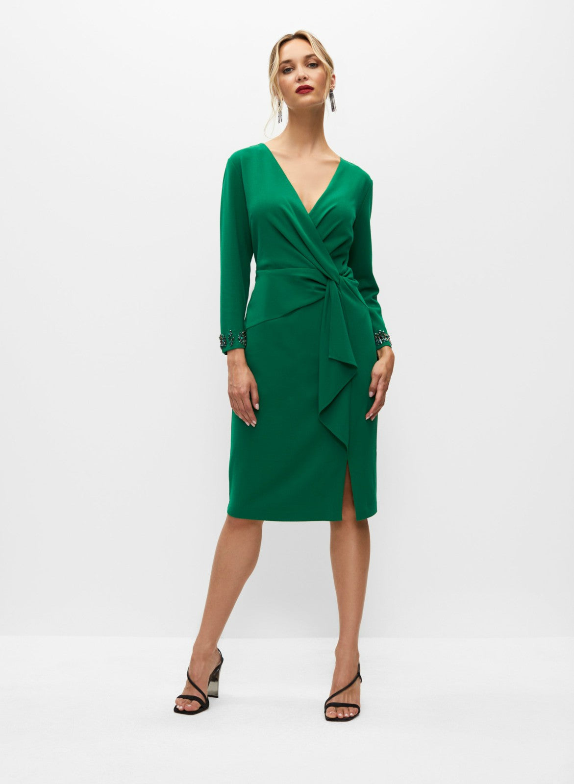Women Jewel Trim Flounce Dress Palm Leaf | Melanie Lyne