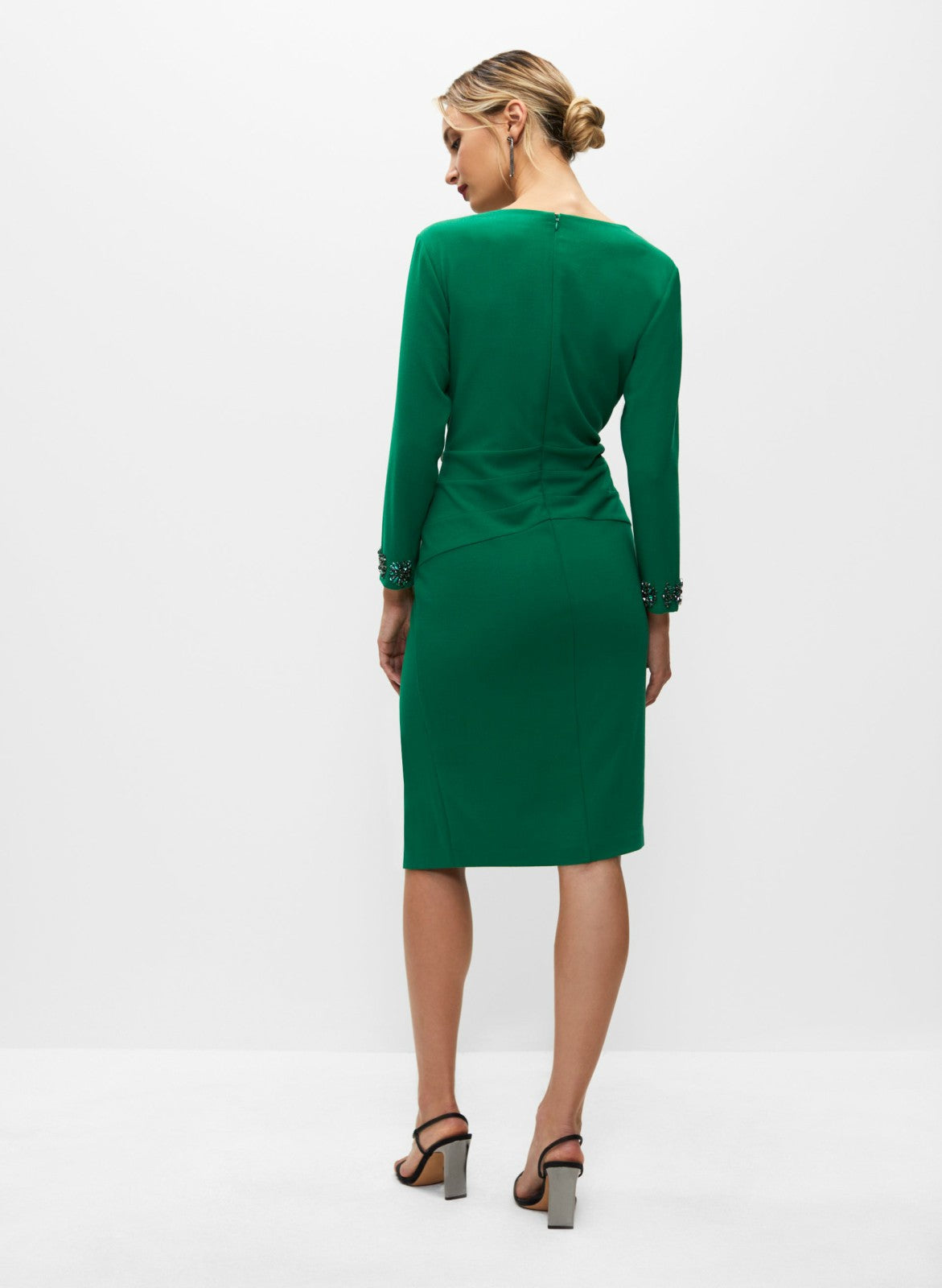 Women Jewel Trim Flounce Dress Palm Leaf | Melanie Lyne