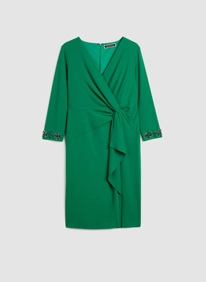 Women Jewel Trim Flounce Dress Palm Leaf | Melanie Lyne