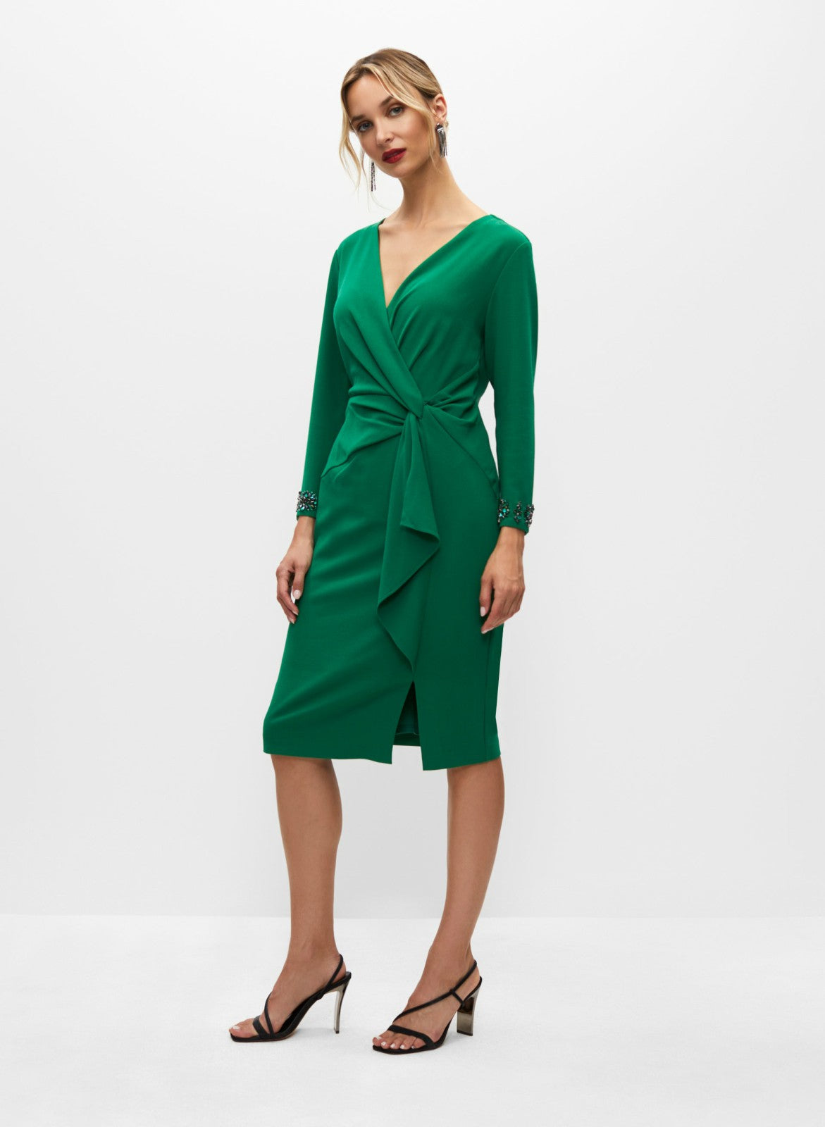 Women Jewel Trim Flounce Dress Palm Leaf | Melanie Lyne