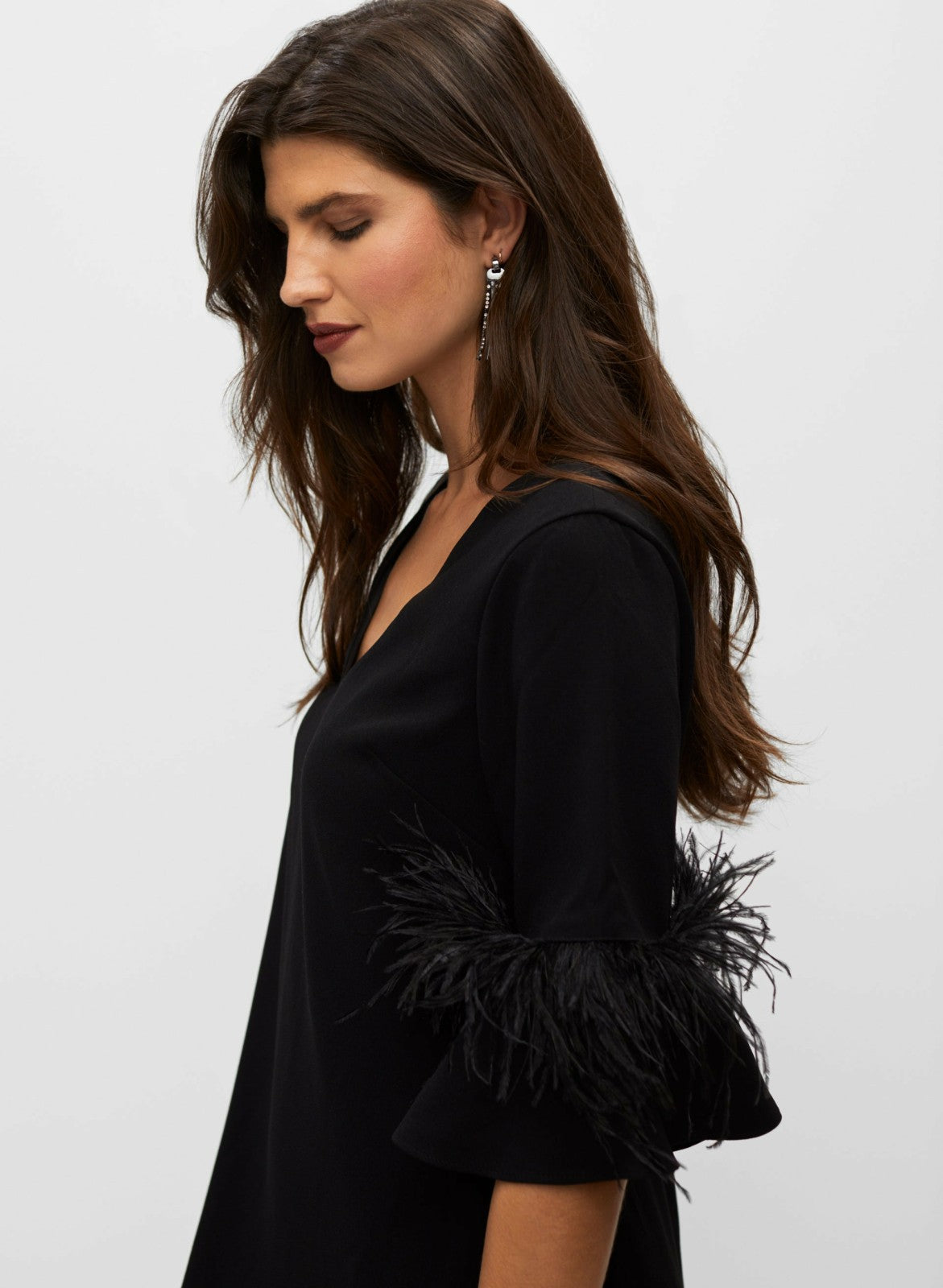 Women Aidan Mattox - Feather Trim Dress Black | Melanie Lyne