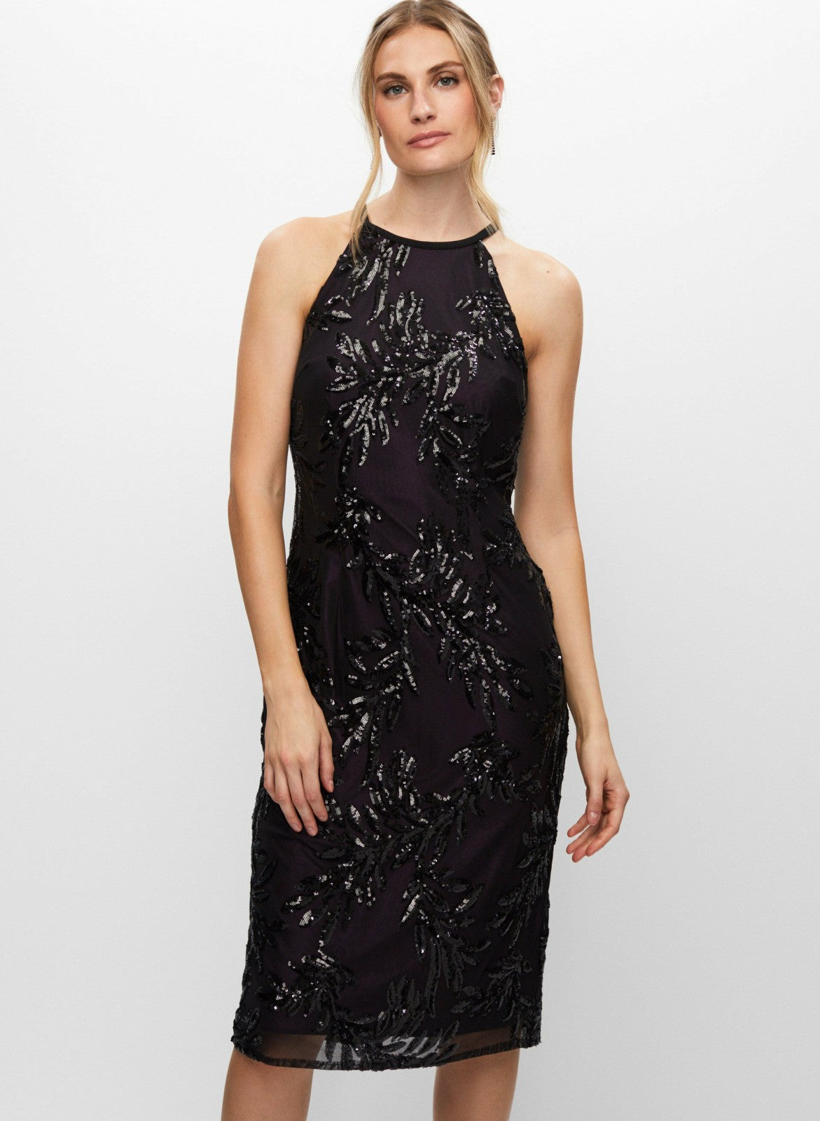 Women Alex Evenings - Embroidered Sequin Dress Plum | Melanie Lyne