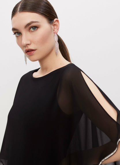 Women Joseph Ribkoff - Asymmetric Poncho Dress Black | Melanie Lyne