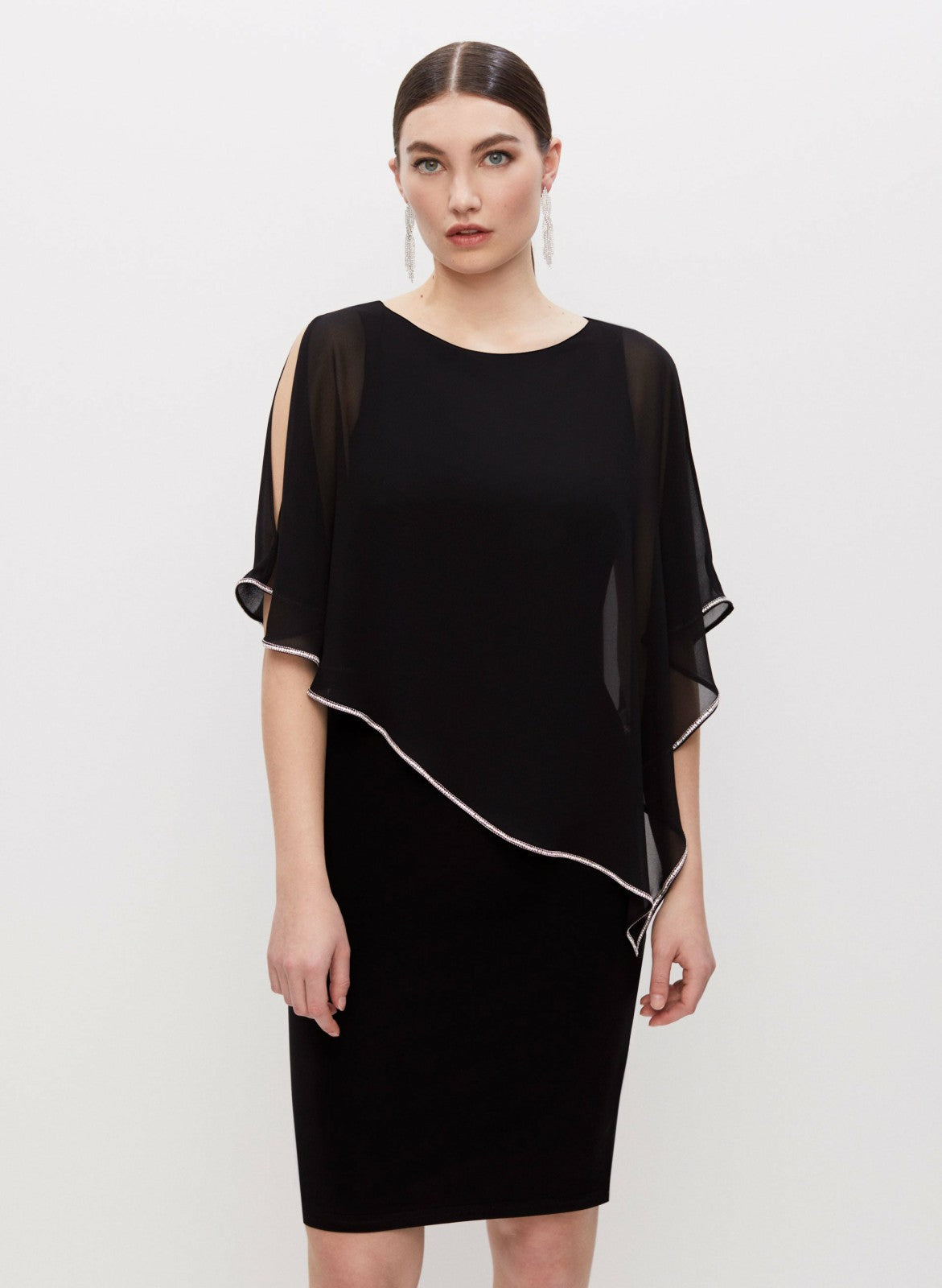 Women Joseph Ribkoff - Asymmetric Poncho Dress Black | Melanie Lyne