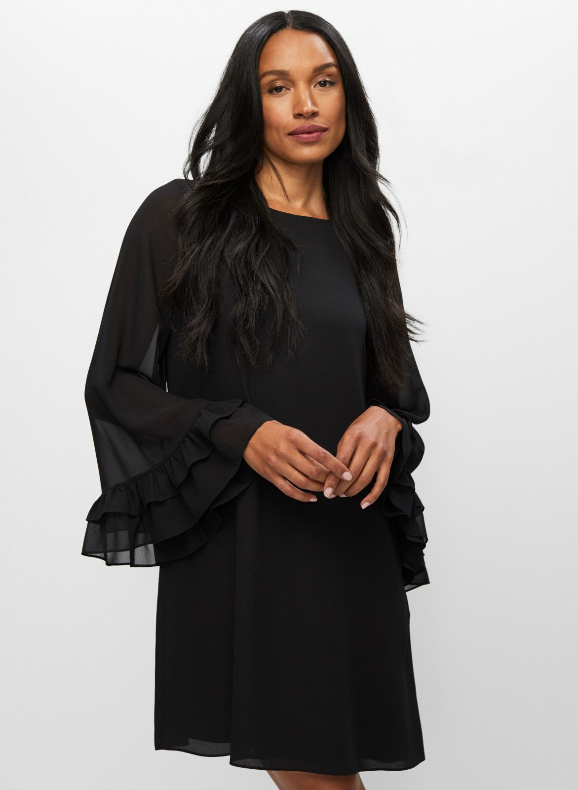 Women Bell Sleeve Cocktail Dress Black | Melanie Lyne