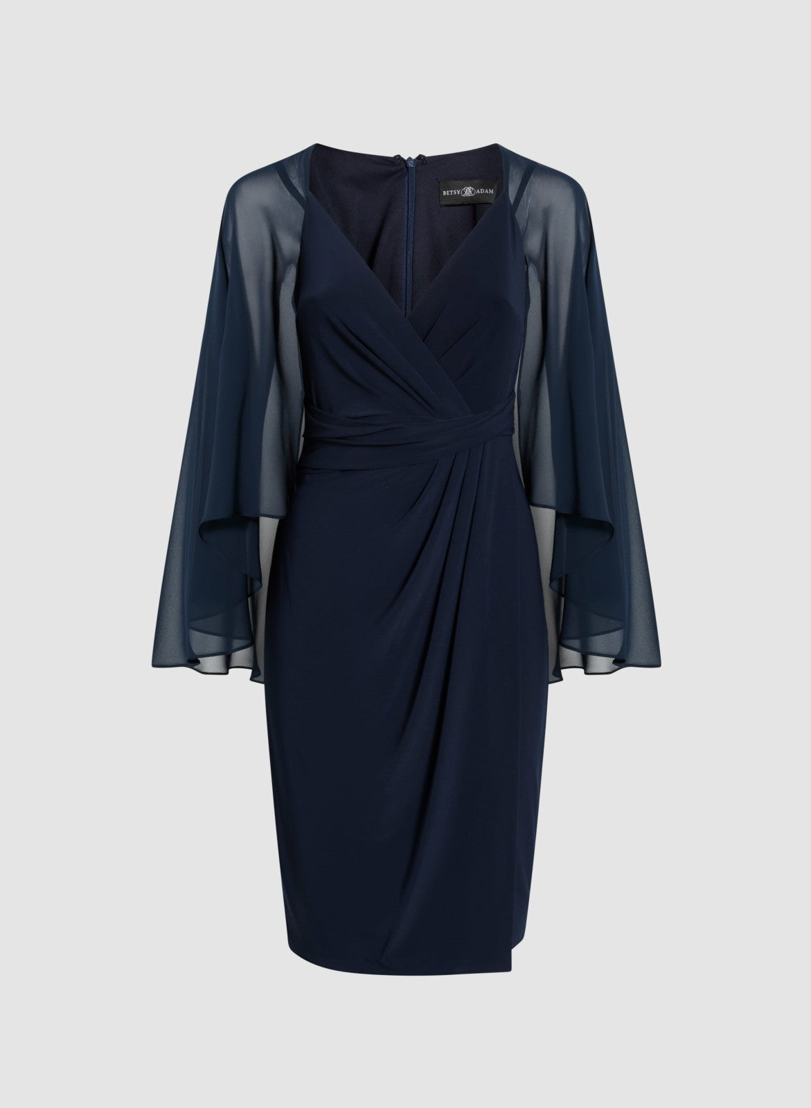 Women Chiffon Capelet Dress Navy Blue | Melanie Lyne