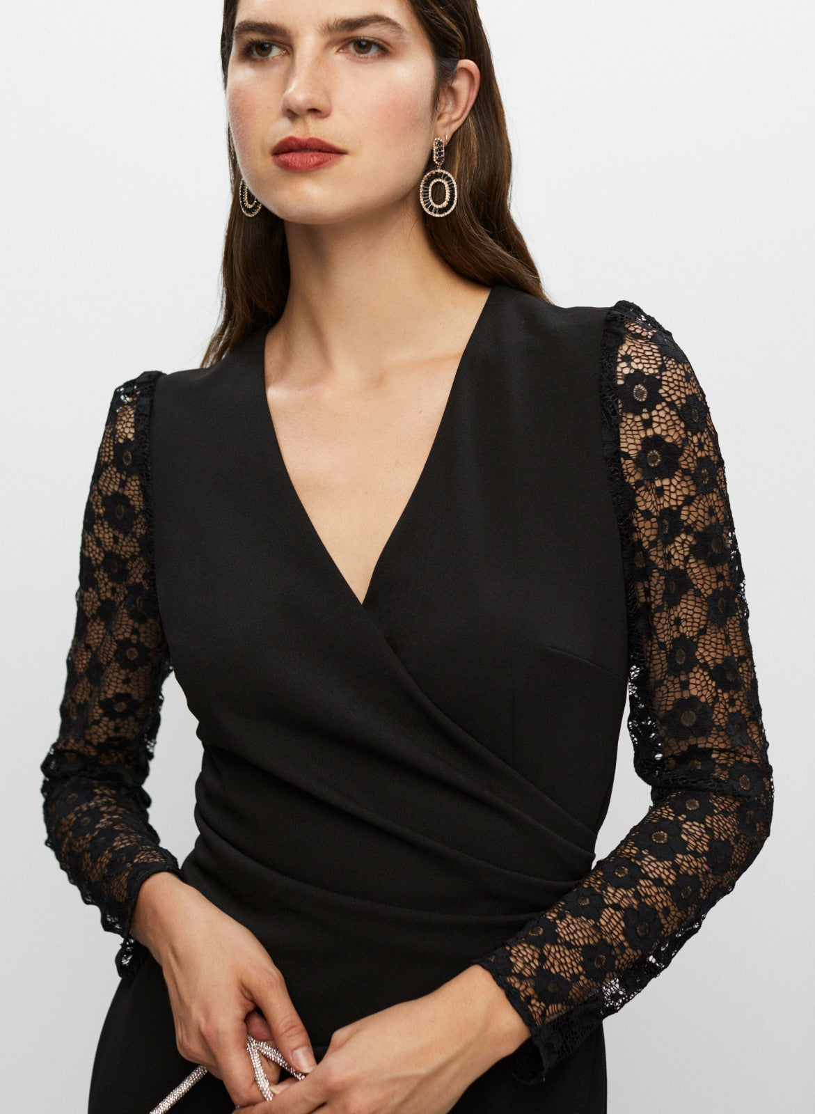 Women Lace Sleeve Dress Black | Melanie Lyne