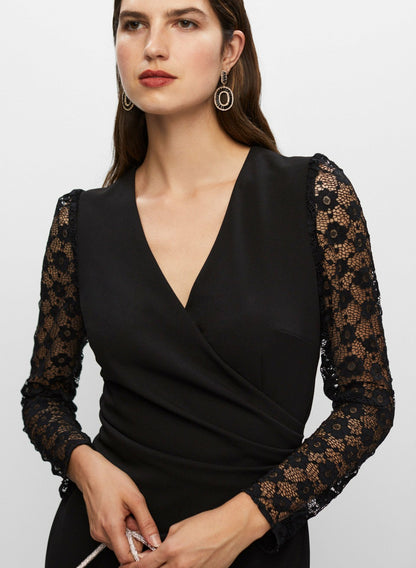 Women Lace Sleeve Dress Black | Melanie Lyne