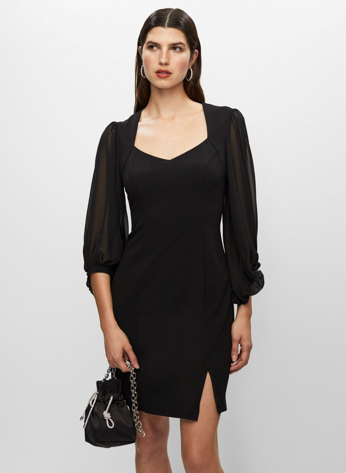 Women Balloon Sleeve Dress Black | Melanie Lyne