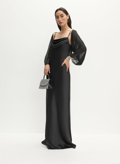 Women Long Sleeve Chiffon Bolero Black | Melanie Lyne