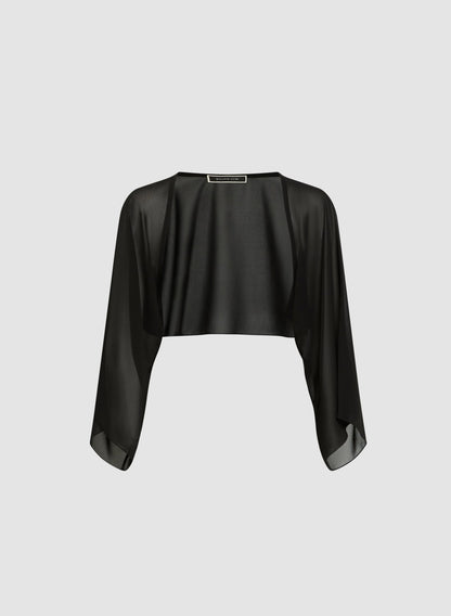 Women Long Sleeve Chiffon Bolero Black | Melanie Lyne