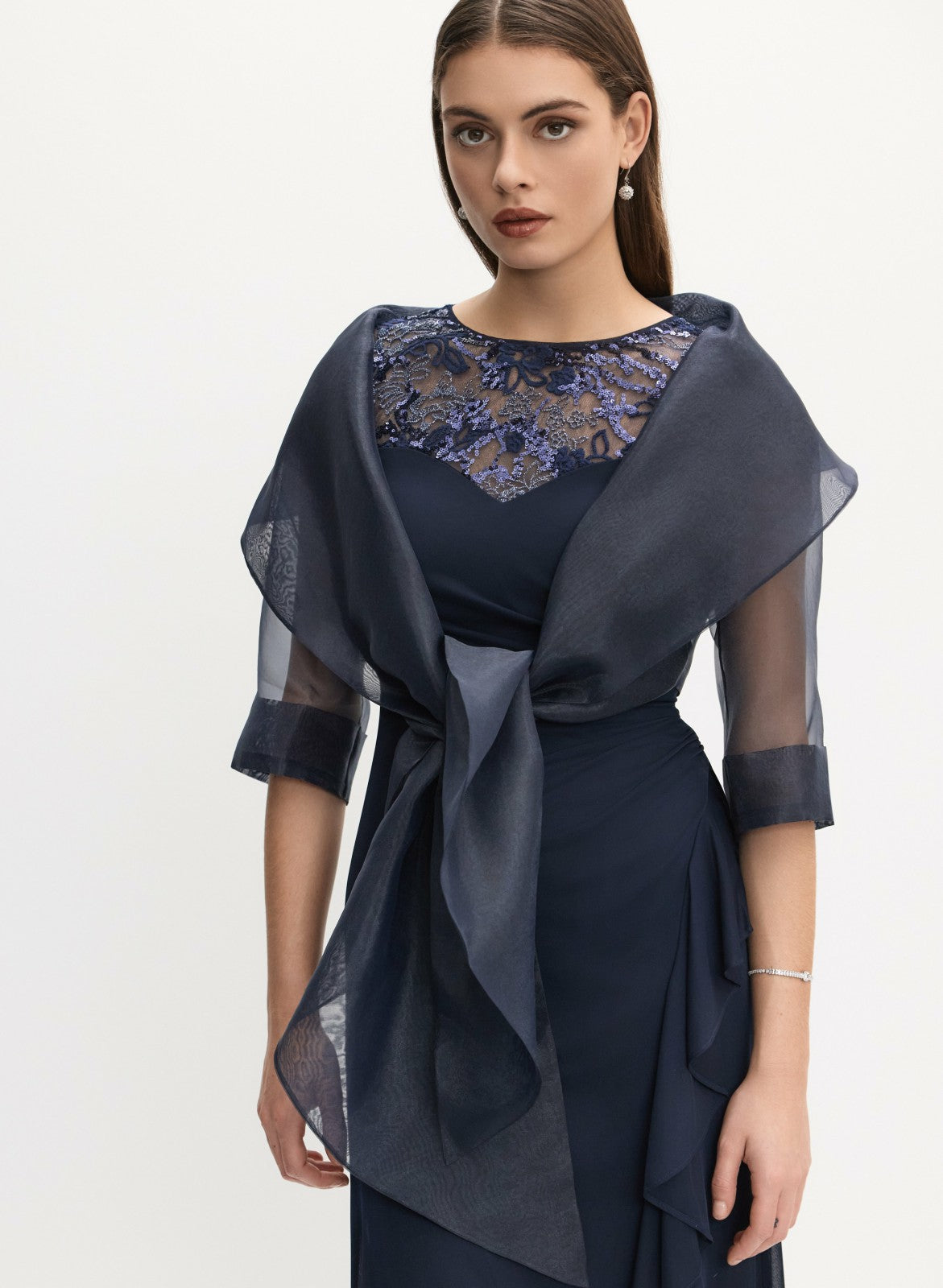 Women Oversized Tie Detail Bolero Night Sky | Melanie Lyne