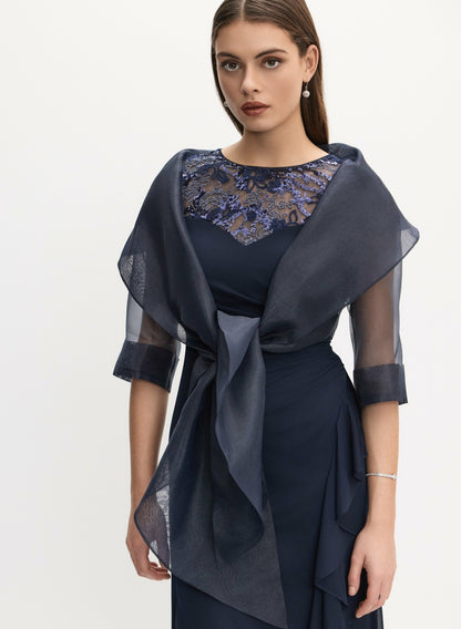 Women Oversized Tie Detail Bolero Night Sky | Melanie Lyne