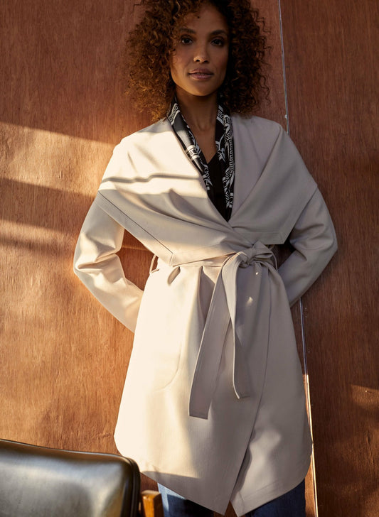 Women Belted Wrap Coat Stone | Melanie Lyne