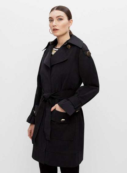 Women Button Detail Trench Coat Black | Melanie Lyne