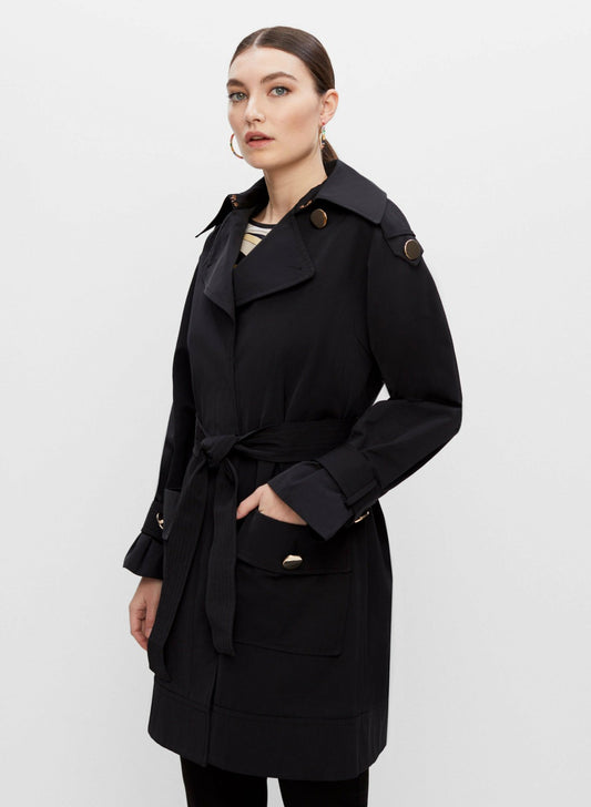 Women Button Detail Trench Coat Black | Melanie Lyne