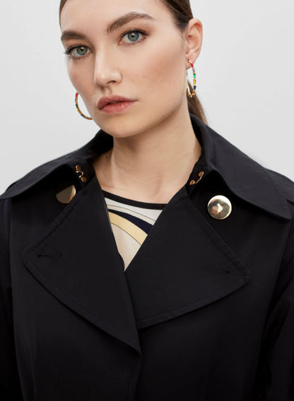 Women Button Detail Trench Coat Black | Melanie Lyne
