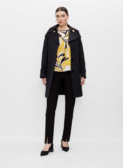 Women Button Detail Trench Coat Black | Melanie Lyne