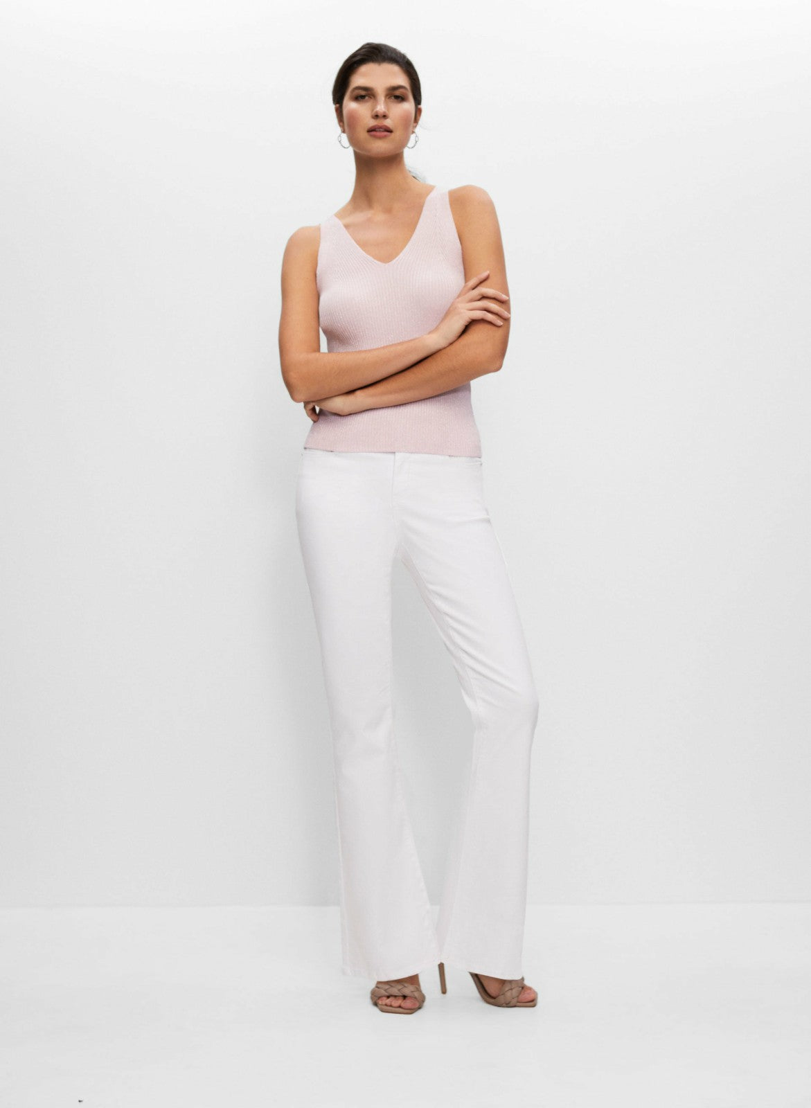 Women Flare Leg Denim Pants White | Melanie Lyne